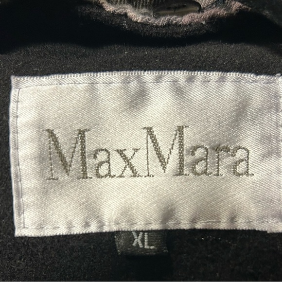 MaxMara Black Wool Blend Double-Breasted Plaid Lined Hooded Coat Size XL - Picture 8 of 9